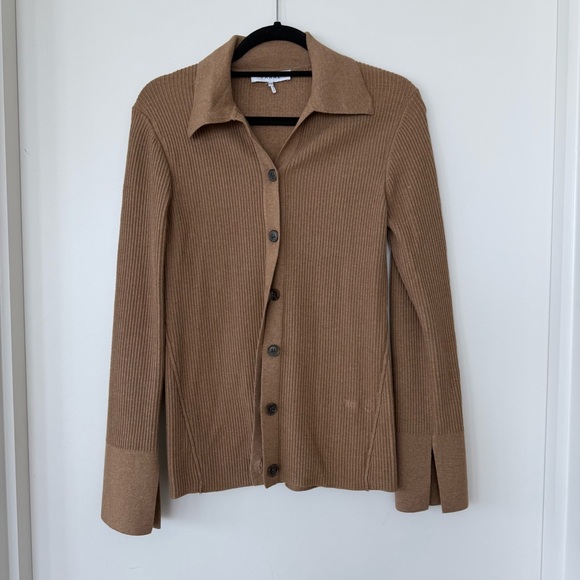 Frame Brown Ribbed Button-Up Cardigan - Picture 1 of 3